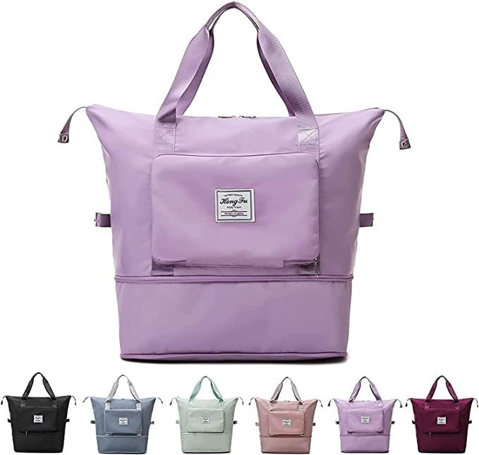 Purple backpack with a visible brand logo on a white background
